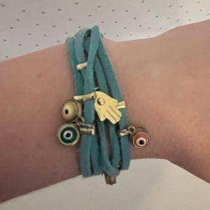 Evil Eye Bracelet Blue Leather Wrist Strap Jewelry Accessories